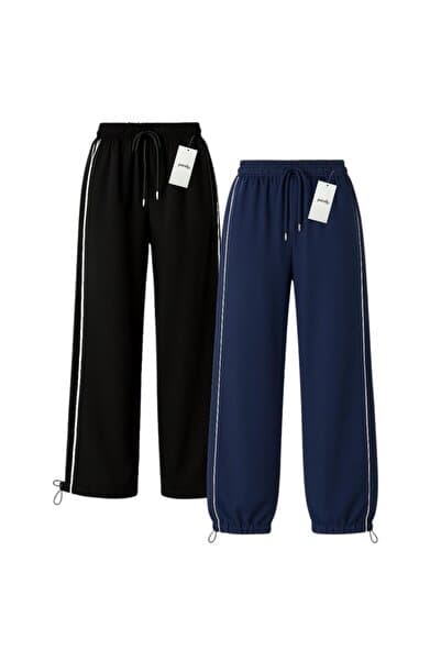 pandy 2'li Paket Harajuku Zip Detail Tracksuit Oversize Eşofman Altı