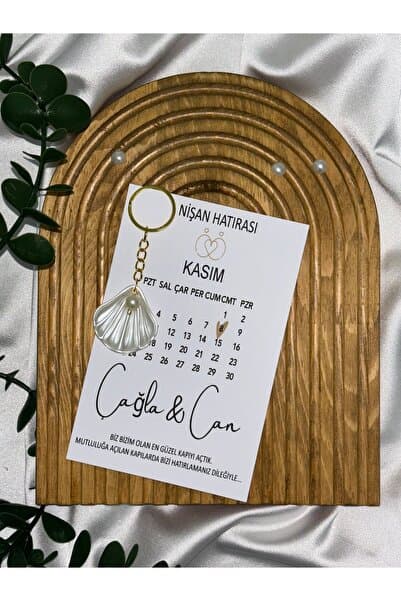 TİLİA DESİGN İstiridye Anahtarlık 10 Adet Nişan,Kına ,Nikah, Söz Hediyelik
