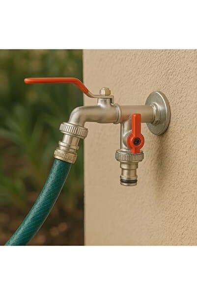 BGA BAHÇE BALKON ÇEŞMESİ 2 BAŞLI MUSLUK HORTUM BAĞLANTI BAHÇE ÇEŞMESİ