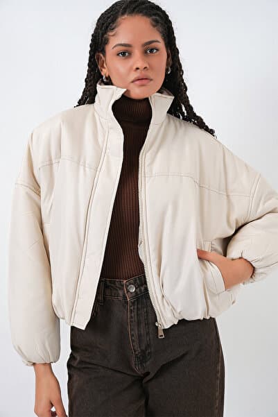 Bigdart Kadın Oversize Bomber Şişme Mont 5124 - Ekru