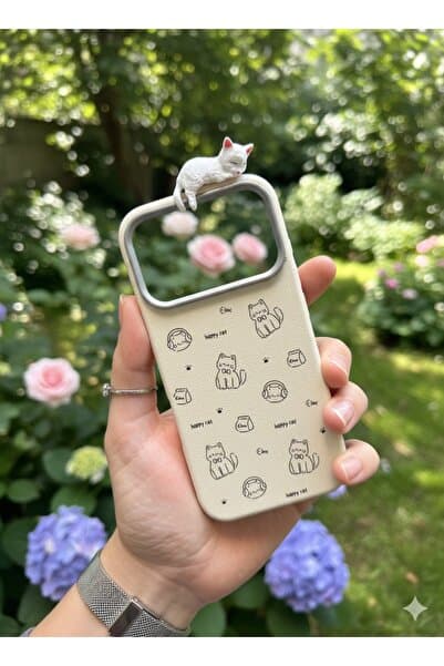 MustCase iPhone 17 Pro / 18 Pro Kılıf 3D Oyuncaklı Kedi Tasarımlı Deri Görünümlü Esnek ve Şık Telefon Kılıfı