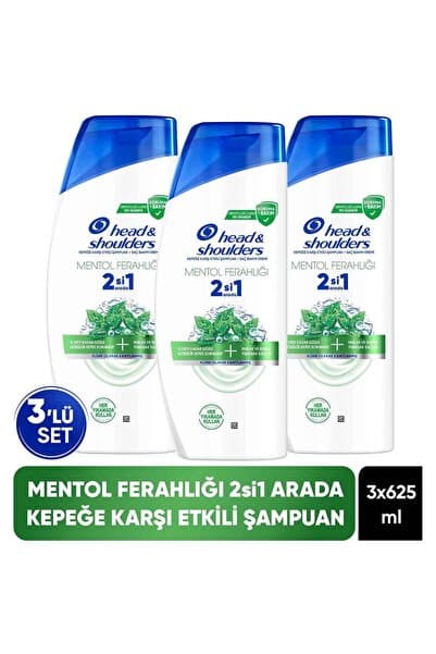 Head & Shoulders 2'si 1 Arada Mentol Ferahlığı Kepek Karşıtı Şampuan 625ml x 3 Adet