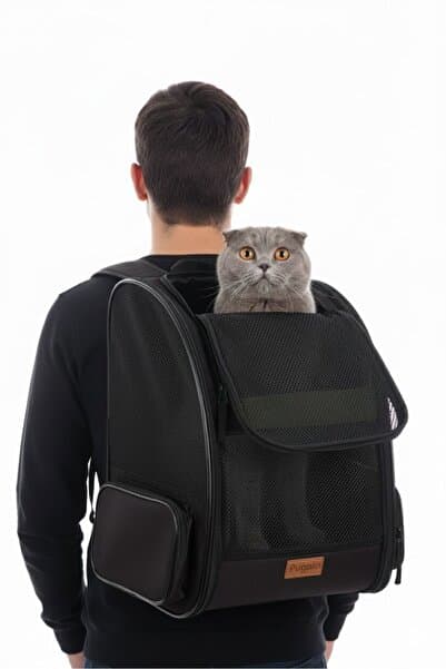 Pugalo AirMove Premium Kedi Köpek Taşıma Çantası | Silinebilir| Yırtılmaz Fileli | Bükülmez Gövde | Siyah