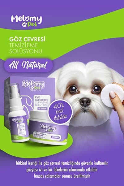 Melomy Kedi & Köpek Göz Çevresi Temizleme Solüsyonu - 40 Ped 25 ml