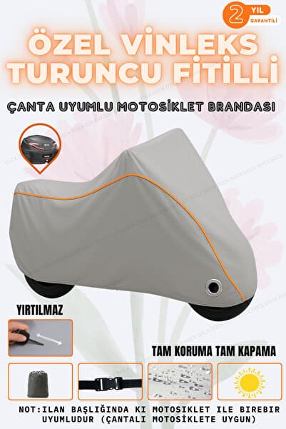Dock TURUNCU FİTİL VİNLEKS YAMAHA 2025 TRACER 9 GT+ KİLİT VE ÇANTA UYUMLU GRİ MOTOSİKLET BRANDASI