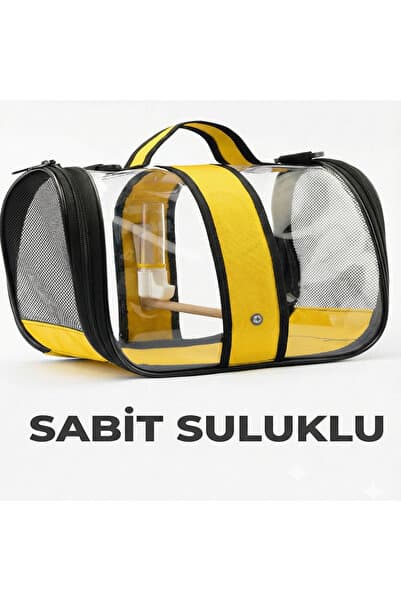 ENS PLASTİK Kuş Taşıma Çantası Suluklu Tünekli 32x22x20 Büyük Boy 1. Kalite,- Sarı