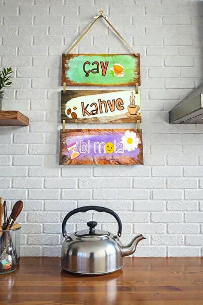 Nod Çay Kahve Mola MDF Ahşap Duvar Tablosu – Cafe, Restoran, Mutfak Dekoratif Süs