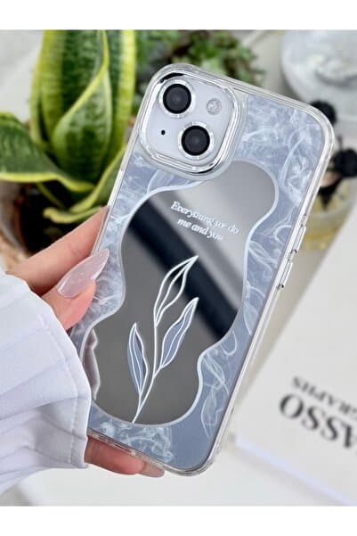 Go Aksesuar Iphone 15 - 14 - 13 Uyumlu Aynalı Yaprak Model Silikon Kılıf