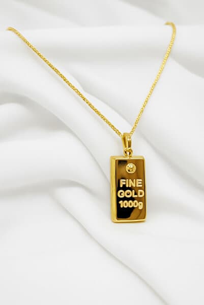 Taşlı Külçe Altın Kolye