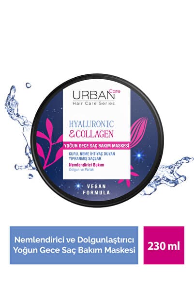 Urban Care Hyaluronic & Collagen Hacim Veren Yoğun Gece Saç Bakım Maskesi-230ml-vegan -Ekstra Dolgunlaştırıcı