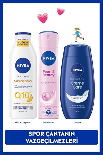 Kadın Bakım Çeyiz Seti, Q10 Sıkılaştırıcı Losyon 250ml, Pearl&Beauty Deodorant 150ml ve Duş Jeli