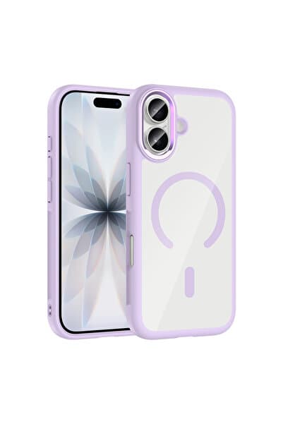 Zore iPhone 17 Kılıf M-Safe Şarj Özellikli Metal Kamera Çerçeveli Kılıf - Lila