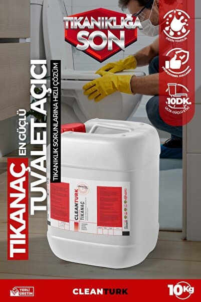 CleanTurk Tıkanaç Tuvalet Tıkanıklığı Açıcı | Asidik Güçle Hızlı Ve Etkili Kanal Açma Çözümü 10 Kg