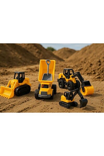 Akar Işmakinası Seti 3 Adet Dozer Kamyon Silindir Asfalt Kum Kamyonu Excavator 25cm