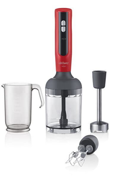 AR1092 Mano 1700W Turbo El Blender Seti Paslanmaz Çelik Bıçak, Doğrayıcı & Çırpıcı – Kırmızı