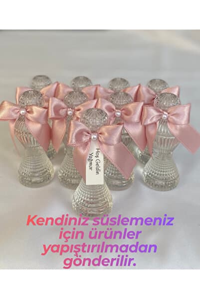 Pearl Star (40 ADET) Kendin Süsle Modeli|Pırlanta Boş Kolonya Şişesi 50cc(Pembe Kurdele-İnci-Etiket-Tıpa-Kapak)