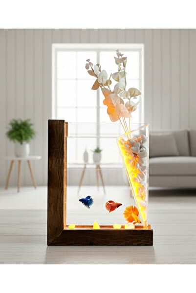 Poyel Decor Aura Wood Amber LED’li Beta Akvaryum