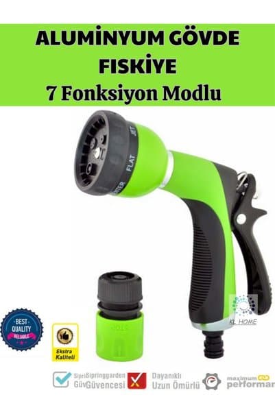 KL HOME ALUMINYUM FISKİYE -7 Fonksiyon Modlu Bahçe Balkon Fiskiye Sulama Tabancası