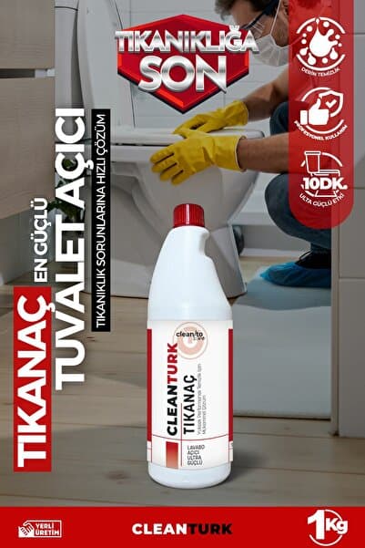 CleanTurk Tıkanaç Tuvalet Tıkanıklığı Açıcı | Asidik Güçle Hızlı Ve Etkili Kanal Açma Çözümü 1 Kg