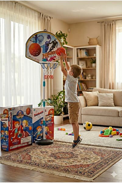 lookandbuy 60-90-120 cm Ayarlanabilir Yükseklik Basketbol Potası ve Top DAHİL - Eğitici Ayaklı Spor Oyuncağı"