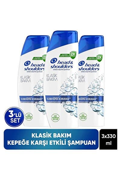 Head & Shoulders Klasik Bakım Kepek Karşıtı Günlük Kullanım 330ML Şampuan x 3 Adet