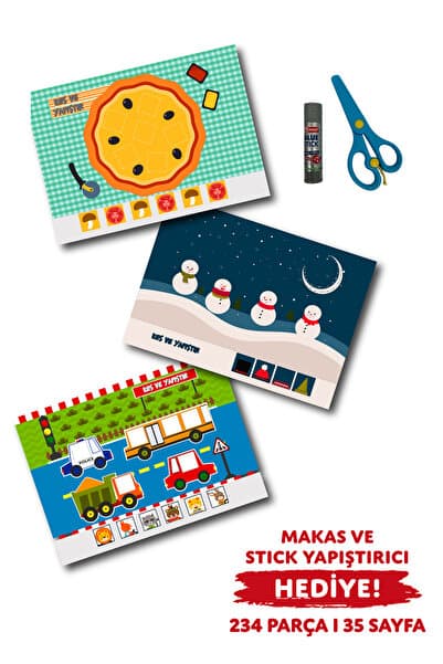 Kes Yapıştır Aktivite Seti Kes Yapıştır Etkinlikleri Kitabı Kes Yapıştır Oyna Makas Etkinlikleri