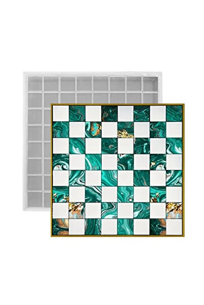 Eminonutoptanci Epoksi YERLİ Silikon Kalıp Satranç ve Dama Tahtası Kalıbı 25.5x25.5 CM