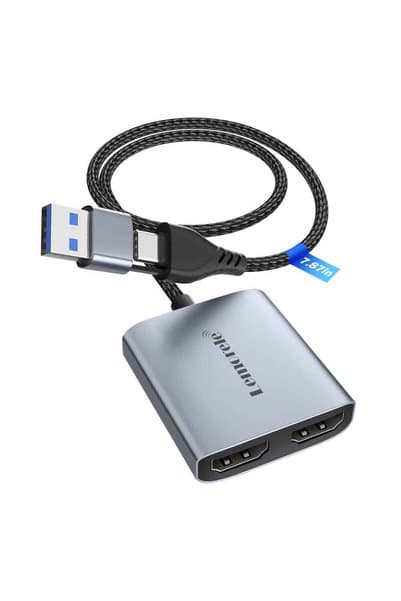 lemorele AC07, USB ve Type-C Çıkışlı 1080P Video Capture Card - Tak ve Çalıştır - HDMI Çıkışlı Yakalama Kartı