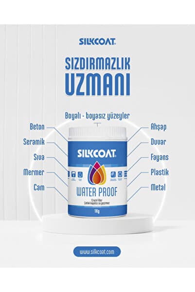 Silkcoat Tam Elastik Waterproof – Şeffaf Su Yalıtım Malzemesi -Çatlak ve Derz İçin Su Geçirmez İzolasyon 1 KG