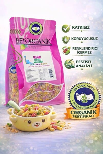 BEYORGANİK Organik Çocuk Makarna Sebzeli %35 Sebzeli 2x150gr