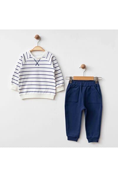 blumi kids Çizgili Organik Bebek Takımı – Lacivert