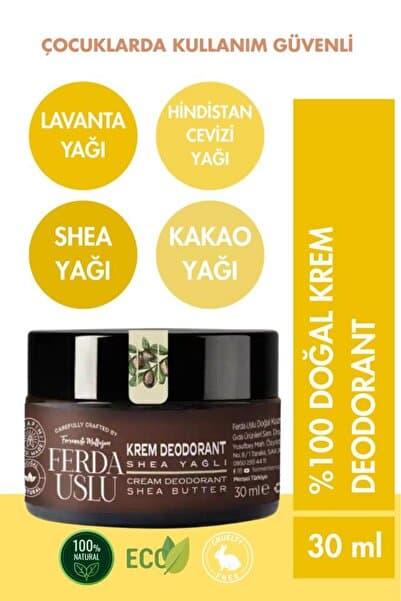 Fermente Mutfağım %100 Doğal Florayı Destekleyici Krem Deodorant - Shea, Kakao Hindistan Cevizi Yağı 30 ml