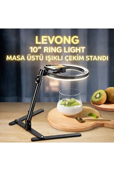 LEVONG LE-035 Masaüstü Çekim Standı Ürün Video Fotoğraf Çekimi 10" Ring Light Tripod Selfie Işığı