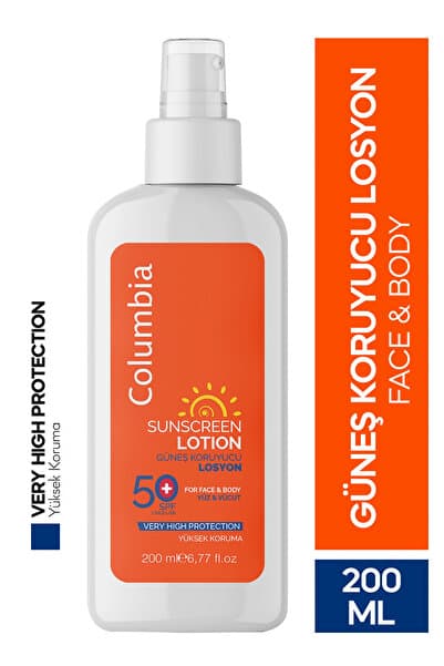Yüksek Koruma Spf 50 Yüz Ve Vücut Güneş Koruyucu Losyon 200 ml