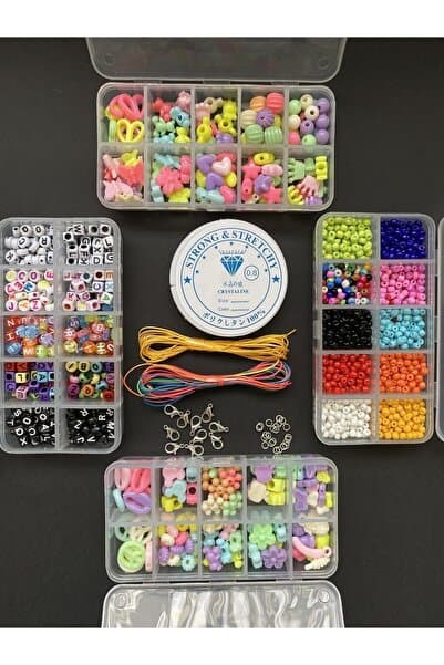 Çift Şeker 4 Kutu Kendin Yap Hobi Takı Seti Kolye Bileklik Telefon Charmı Yapma Seti