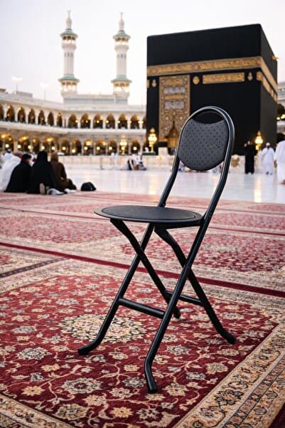 - Katlanır Sandalye Sırtlı Cami Namaz Taburesi ( Siyah ) Katlanabilir Metal