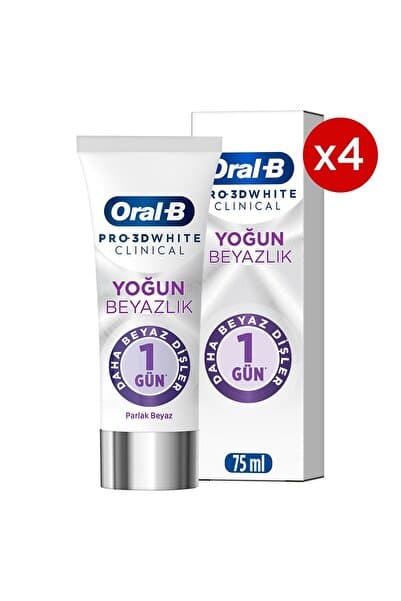 Oral-B Pro 3D White Clinical Yoğun Beyazlık Parlak Beyaz Diş Macunu 75 ml x 4