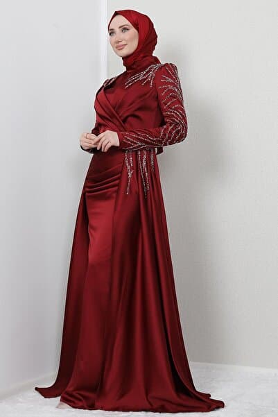 giz astore Asya Tesettür Abiye Bordo