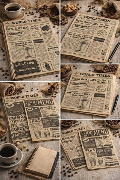 Kendinden Desenli Yağlı Kağıt | 50 Adet Vintage Gazete Desen Sunum Kağıdı