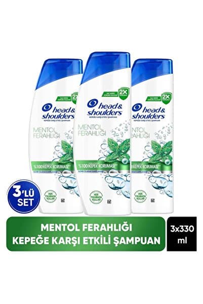 Head & Shoulders 2'si 1 Arada Mentol Ferahlığı Kepek Karşıtı Şampuan 330ml x 3 Adet