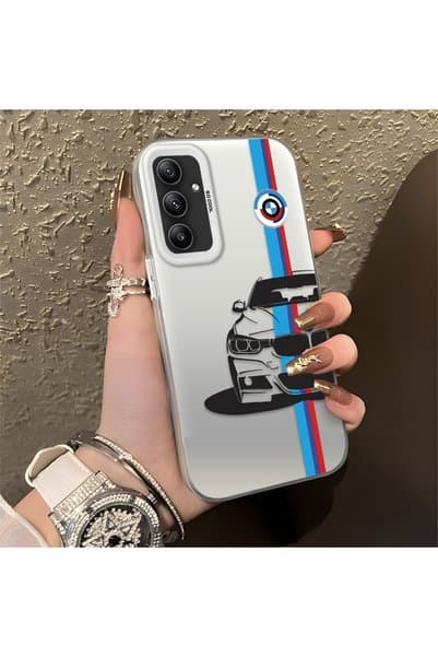 Hontinga Samsung Galaxy A34 5G Uyumlu Silikon Kenar Sert Arka Anti Düşme Telefon Kılıfı BMW Desenli