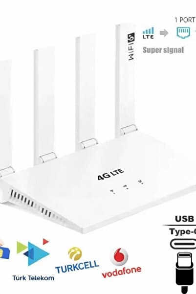 Genel Markalar 4G Sim Kartlı 4 Anten 1 PORT RJ45 Taşınabilir Router Wifi 6 Modem