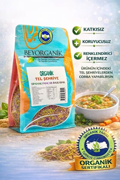 BEYORGANİK Organik Tel Şehriye %25 Sebzeli 200gr (PESTİSİT VE AFLATOKSİN ANALİZLİ)