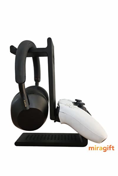 Miralux Gamer Kulaklık Standı ve Xbox & Playtation Uyumlu Gamepad / Kol Tutucu Dekoratif 23 Cm Siyah