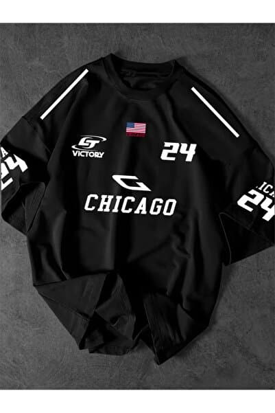 COMANCHERO Unisex Chicago 24 Tasarım Baskılı Oversize T-shirt