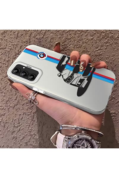 CHICASELUX Samsung Galaxy A14 ile Uyumlu BMW Desenli Silikon Kenar Sert Arka İnce Telefon Kılıfı
