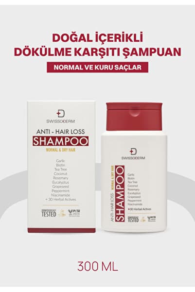 Swissoderm Dökülme Karşıtı Doğal Şampuan 300ml | Biotinli, Bitkisel Özlü, Normal-Kuru Saçlar, Uzamayı Destekler