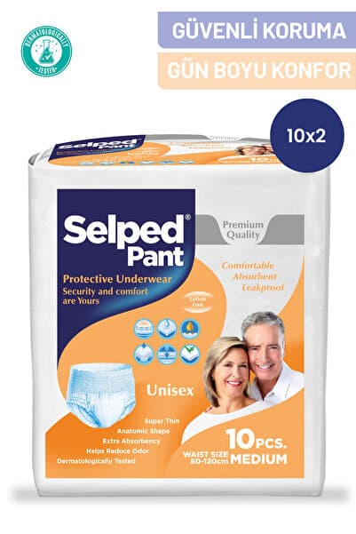 Selped Emici Külot Hasta Bezi - Yüksek Emicili Hasta ve Yetişkin Bezi Medium 10'lu 2 Paket - 10x2