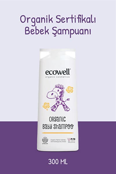 Ecowell Organik Sertifikalı Göz Yakmayan Yenidoğan, Bebek Ve Çocuk Bitkisel Şampuanı, Saç Ve Vücut, 300 ml