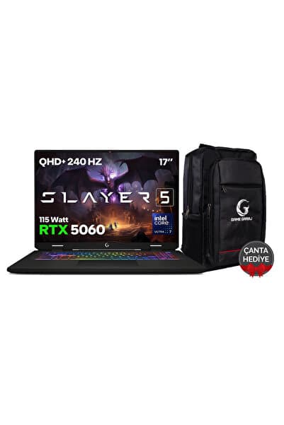 Game Garaj Slayer5 7XL-5060 C2 Intel Ultra 7 255HX 32GB RAM 1TB SSD RTX5060 17" 240Hz QHD+IPS FreeDOS